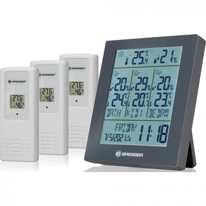Метеостанция BRESSER Temeo Hygro Quadro Prestige серая 78586 Метеостанция BRESSER Temeo Hygro Quadro Prestige серая 78586